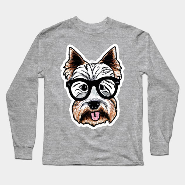 Hipster Terrier Dog Lover Retro Long Sleeve T-Shirt by BetterManufaktur